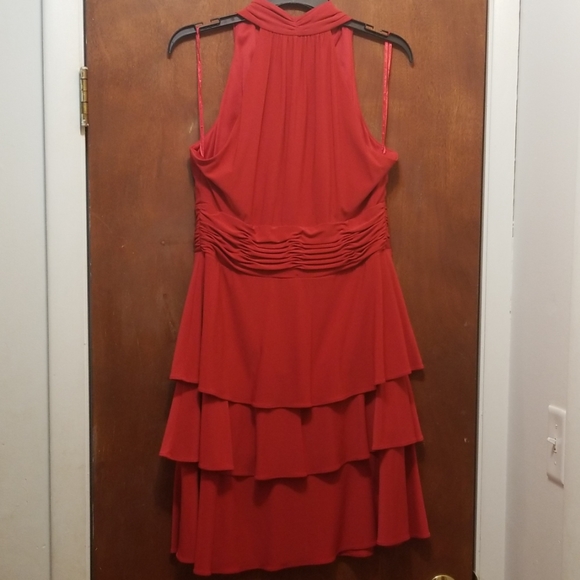 EVAN PICONE RED RUFFLED DRESS SZ 14P SLEEVELESS - Picture 8 of 8